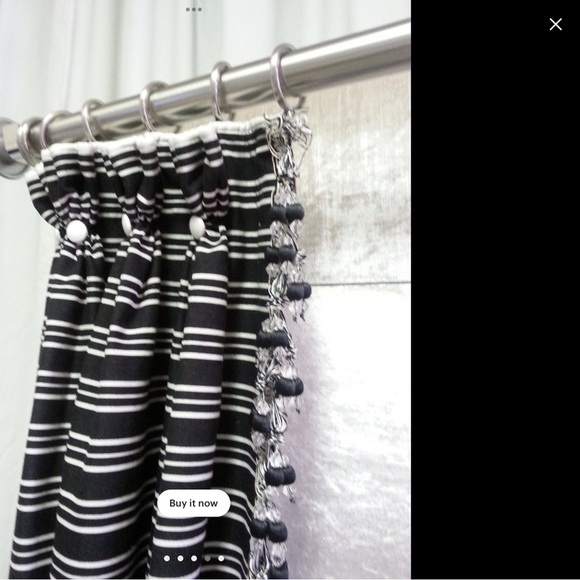 Curtain panel. Fancy tassel trim  @ leading edge. Buttons at each pleat. New - Picture 3 of 3